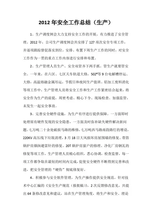 2012年生产科安全总结