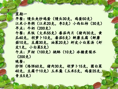 3-6岁儿童一周食谱