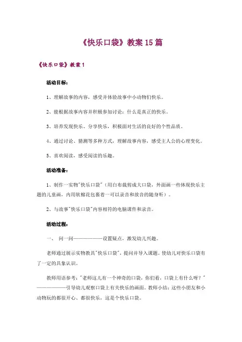 《快乐口袋》教案15篇