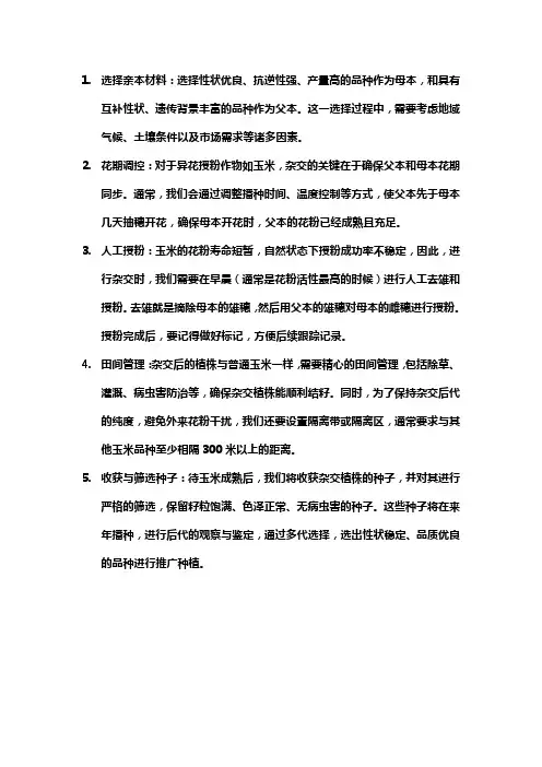 杂交育种的操作流程