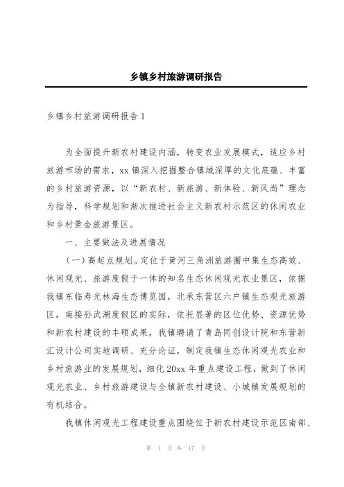 乡镇乡村旅游调研报告
