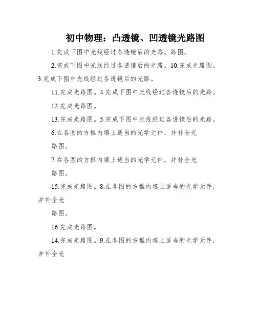 初中物理：凸透镜、凹透镜光路图