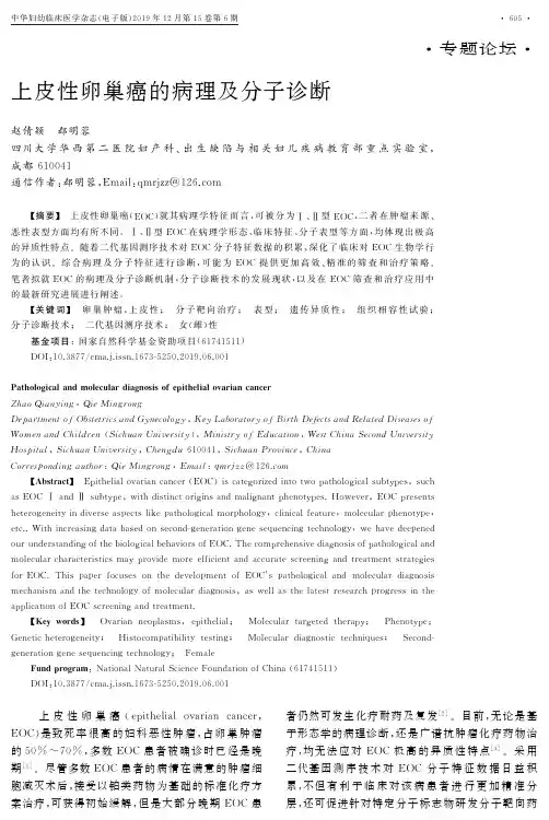 上皮性卵巢癌的病理及分子诊断