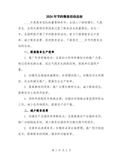 2024年节约粮食活动总结
