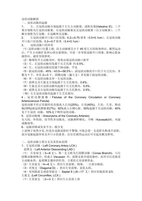冠状动脉解剖