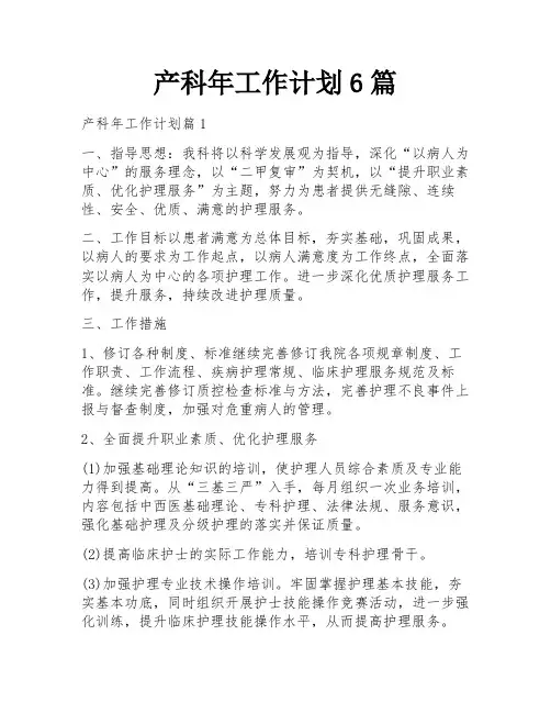 产科年工作计划6篇