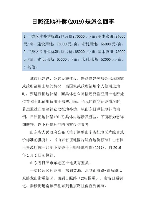 日照征地补偿(2019)是怎么回事