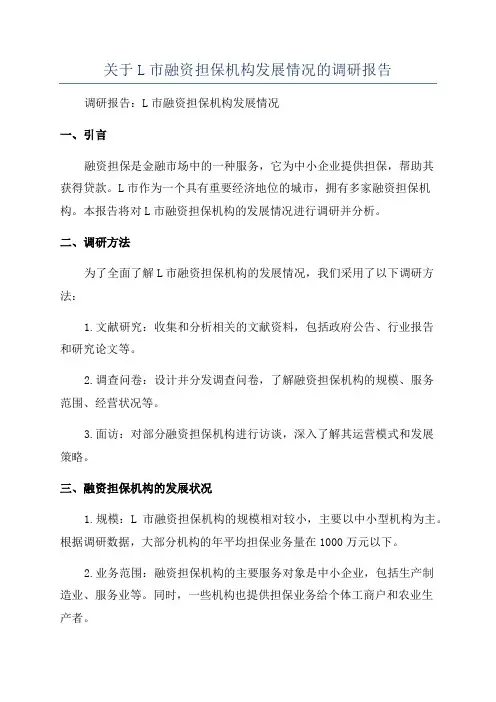 关于L市融资担保机构发展情况的调研报告