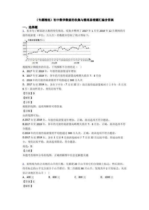 (专题精选)初中数学数据的收集与整理易错题汇编含答案