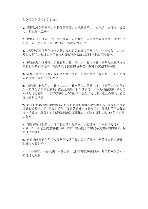 与公司陪伴成长的文案诗句