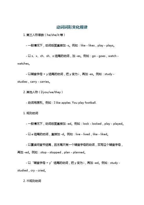 动词词形变化规律