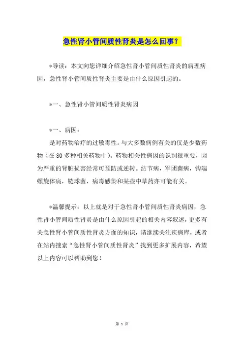 急性肾小管间质性肾炎是怎么回事？