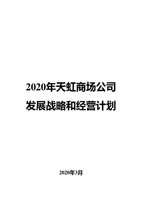2020年天虹商场公司发展战略和经营计划