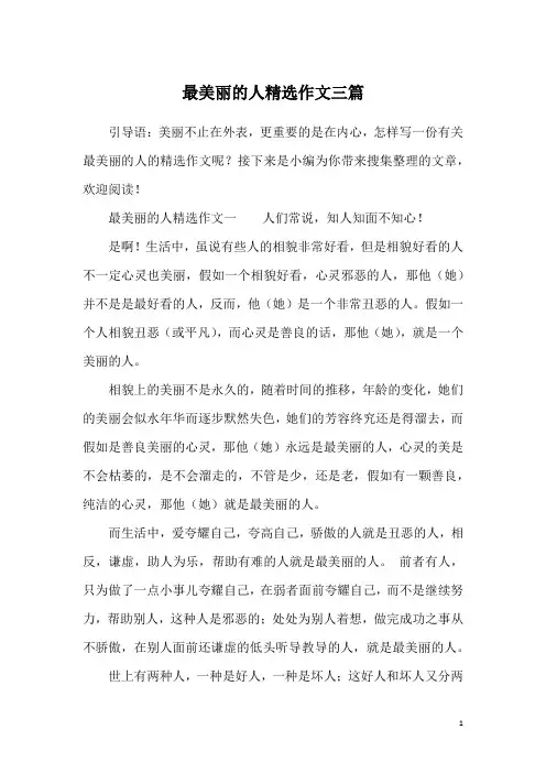 最美丽的人精选作文三篇