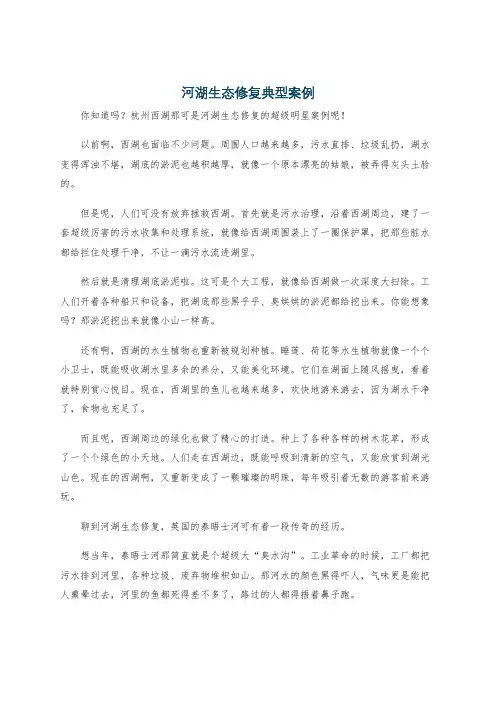 河湖生态修复典型案例
