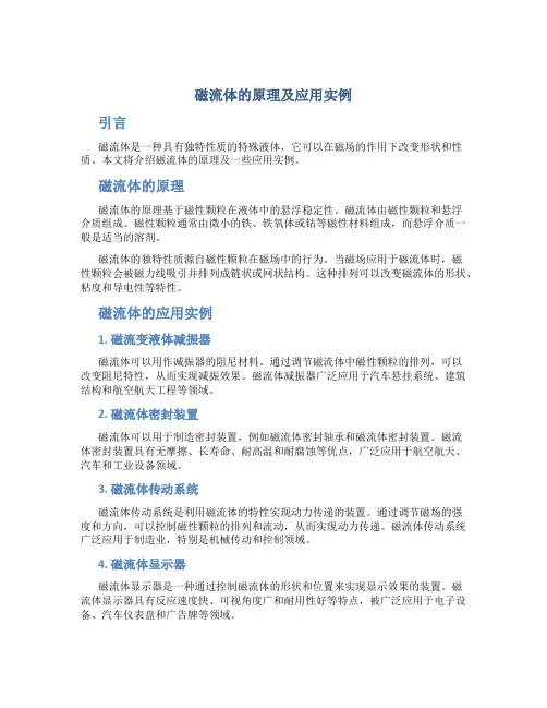 磁流体的原理及应用实例
