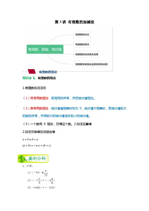 专题03 有理数的加减法(解析版)