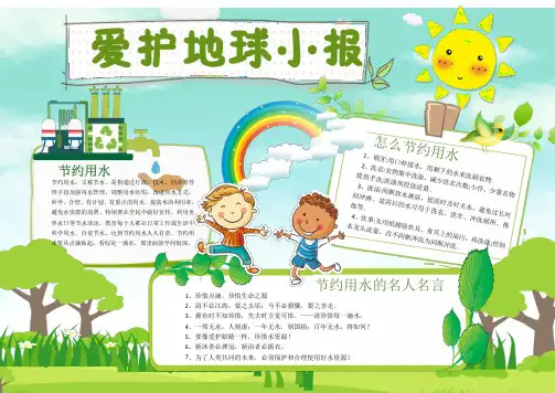 小学生手抄报电子小报模版 - 保护地球环境主题