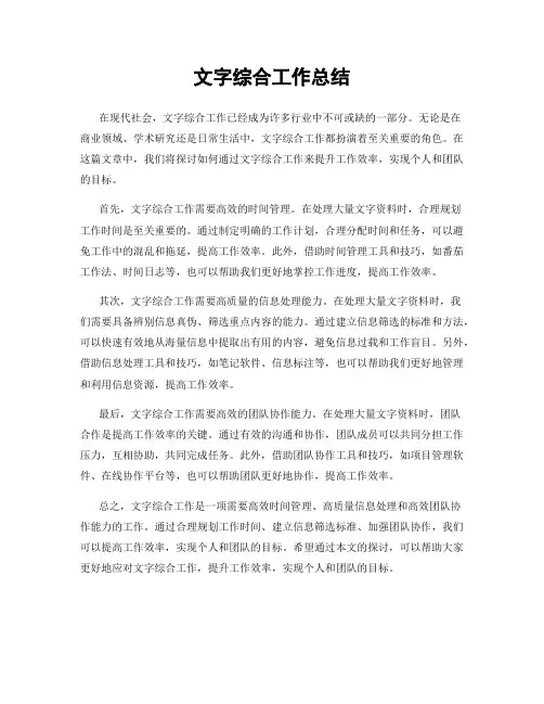 文字综合工作总结
