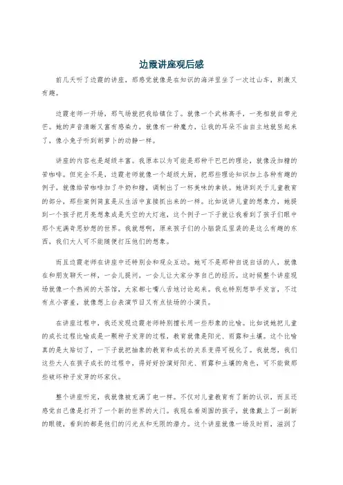 边霞讲座观后感