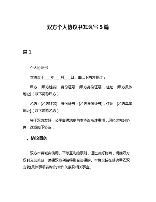 双方个人协议书怎么写5篇