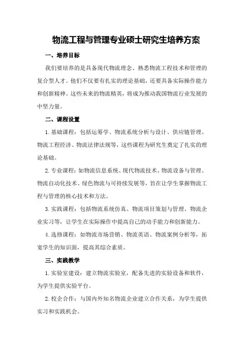 物流工程与管理专业硕士研究生培养方案