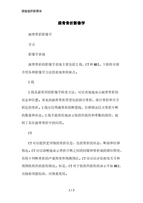 跟骨骨折影像学简洁范本