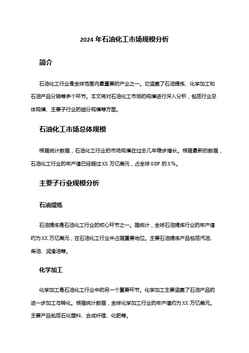 2024年石油化工市场规模分析
