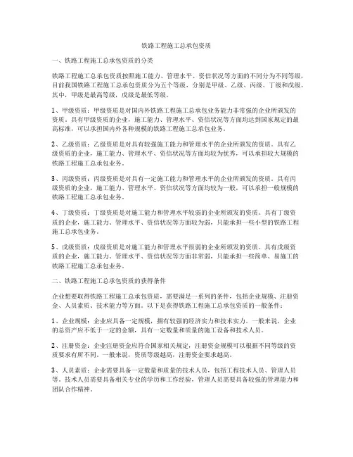 铁路工程施工总承包资质