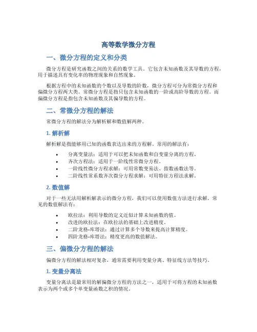 高等数学微分方程总结