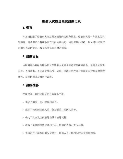 船舶火灾应急预案演练记录