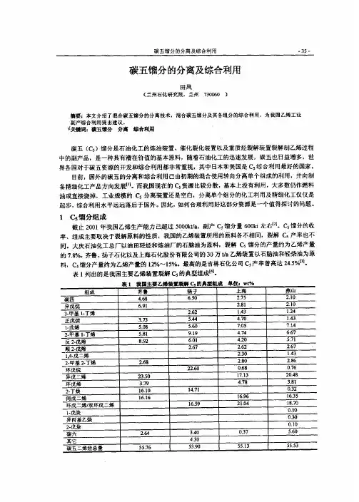 碳五馏分的分离及综合利用