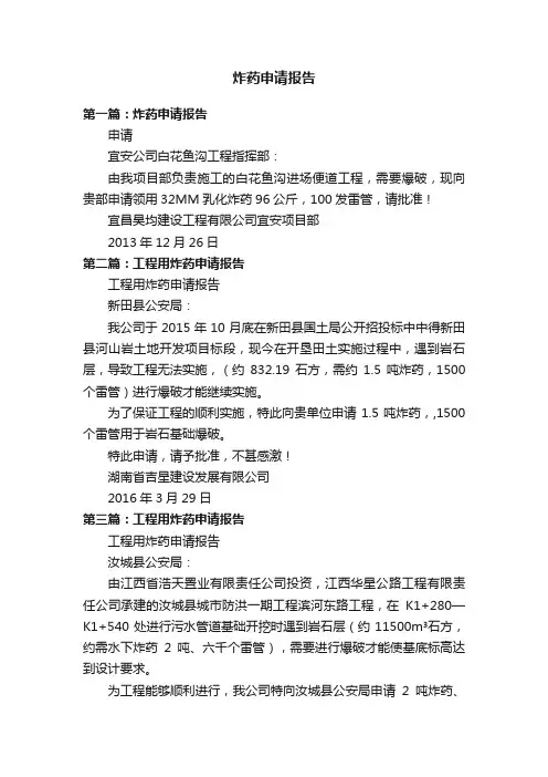 炸药申请报告
