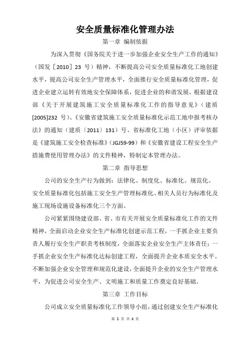 安全质量标准化管理办法