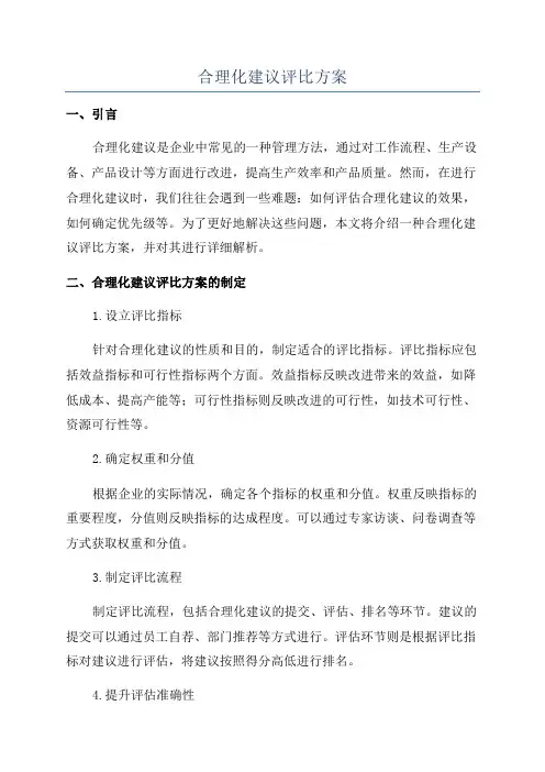 合理化建议评比方案