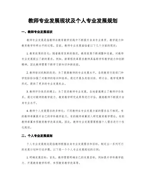 教师专业发展现状及个人专业发展规划
