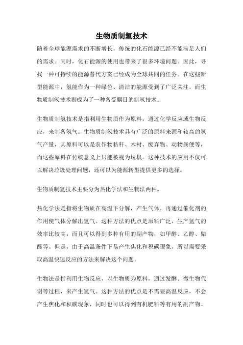 生物质制氢技术
