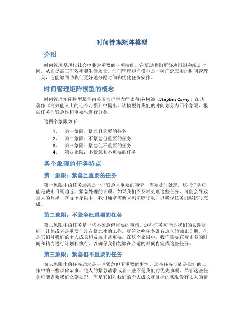 时间管理矩阵模型图片