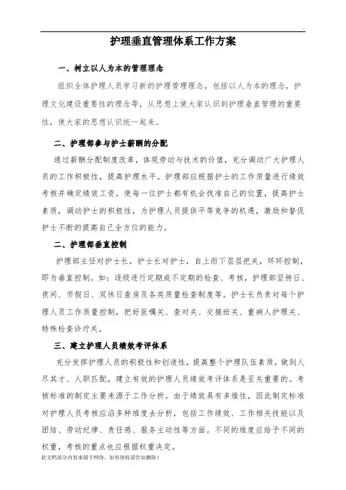建立护理垂直管理体系工作方案