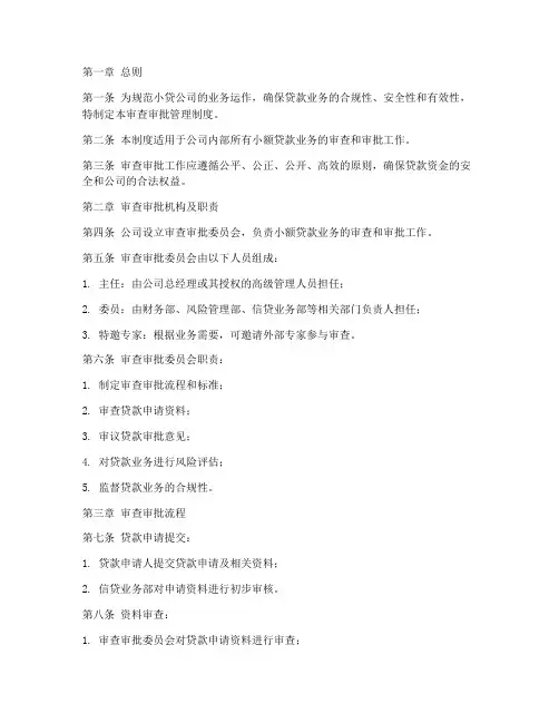 小贷公司审查审批管理制度