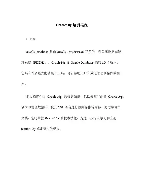Oracle10g培训基础