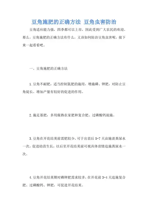 豆角施肥的正确方法 豆角虫害防治
