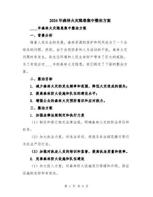 2024年森林火灾隐患集中整治方案