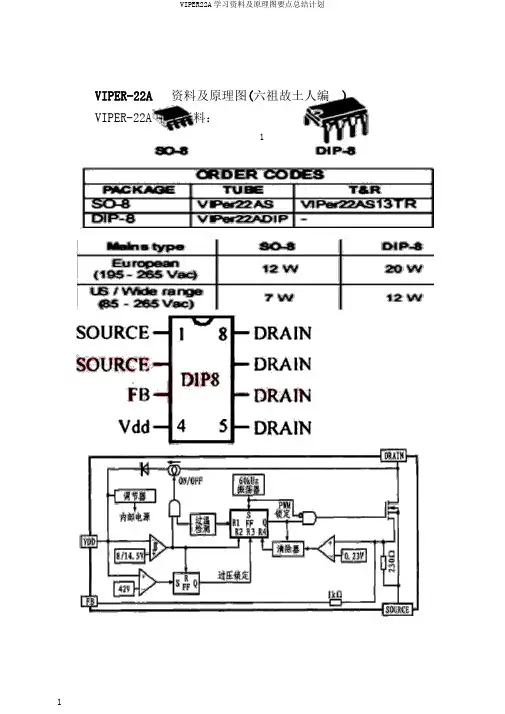 VIPER22A学习资料及原理图要点总结计划