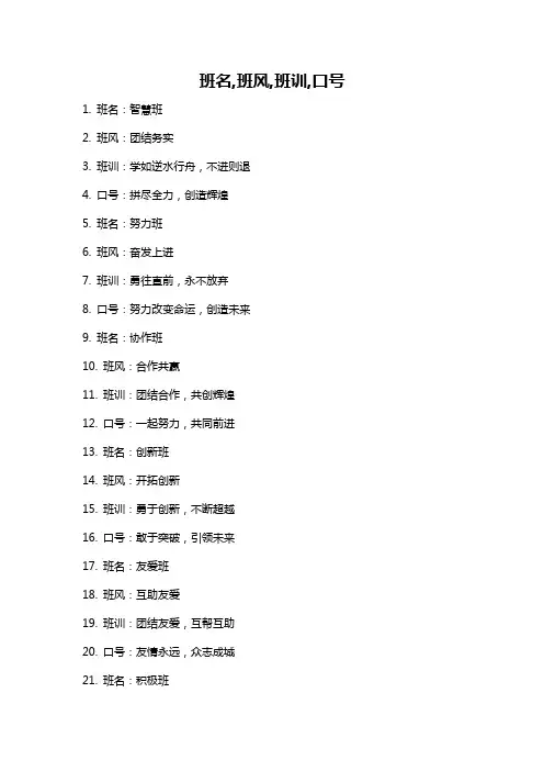 班名,班风,班训,口号