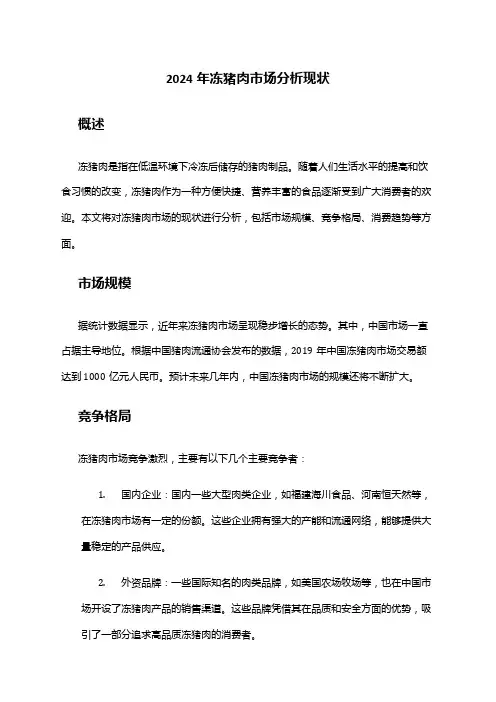 2024年冻猪肉市场分析现状