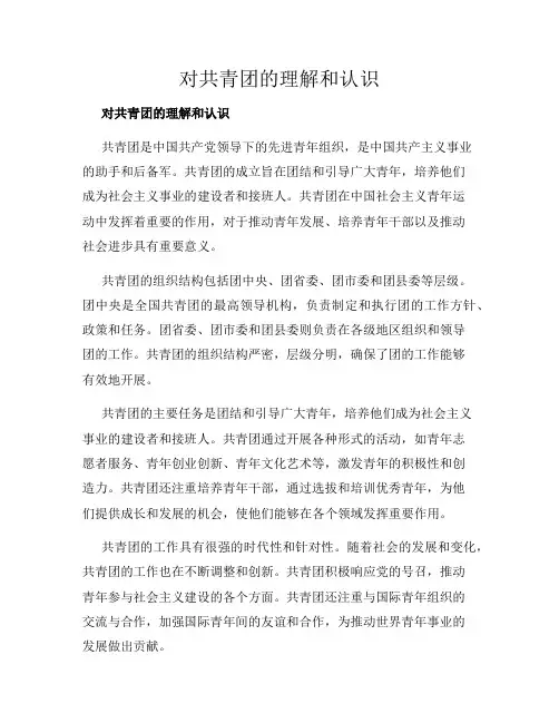 对共青团的理解和认识