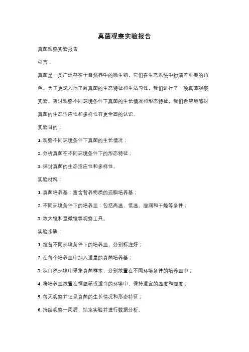 真菌观察实验报告