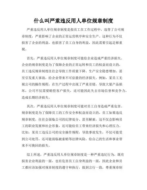 什么叫严重违反用人单位规章制度