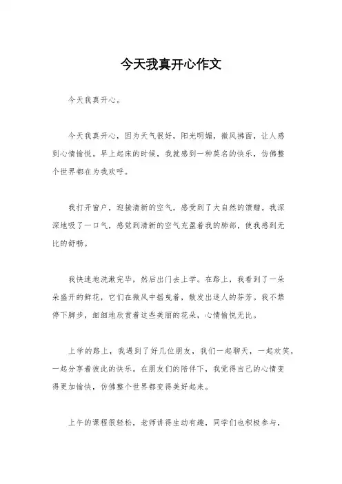 今天我真开心作文